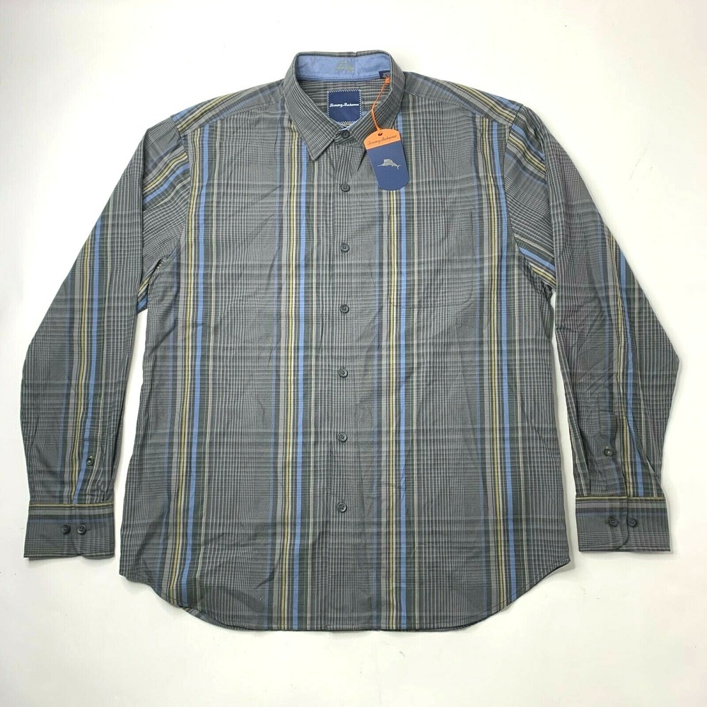Tommy Bahama Men's‎ Large STRETCH Long Sleeve Shirt Blue Striped NWT